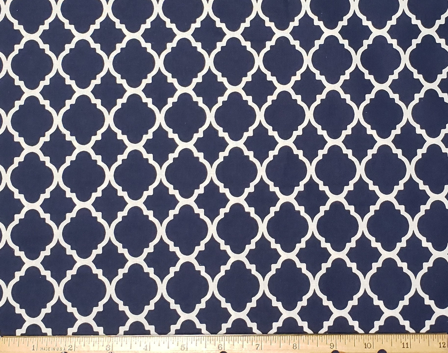 EOB - Dark Blue Fabric with White Lattice Print