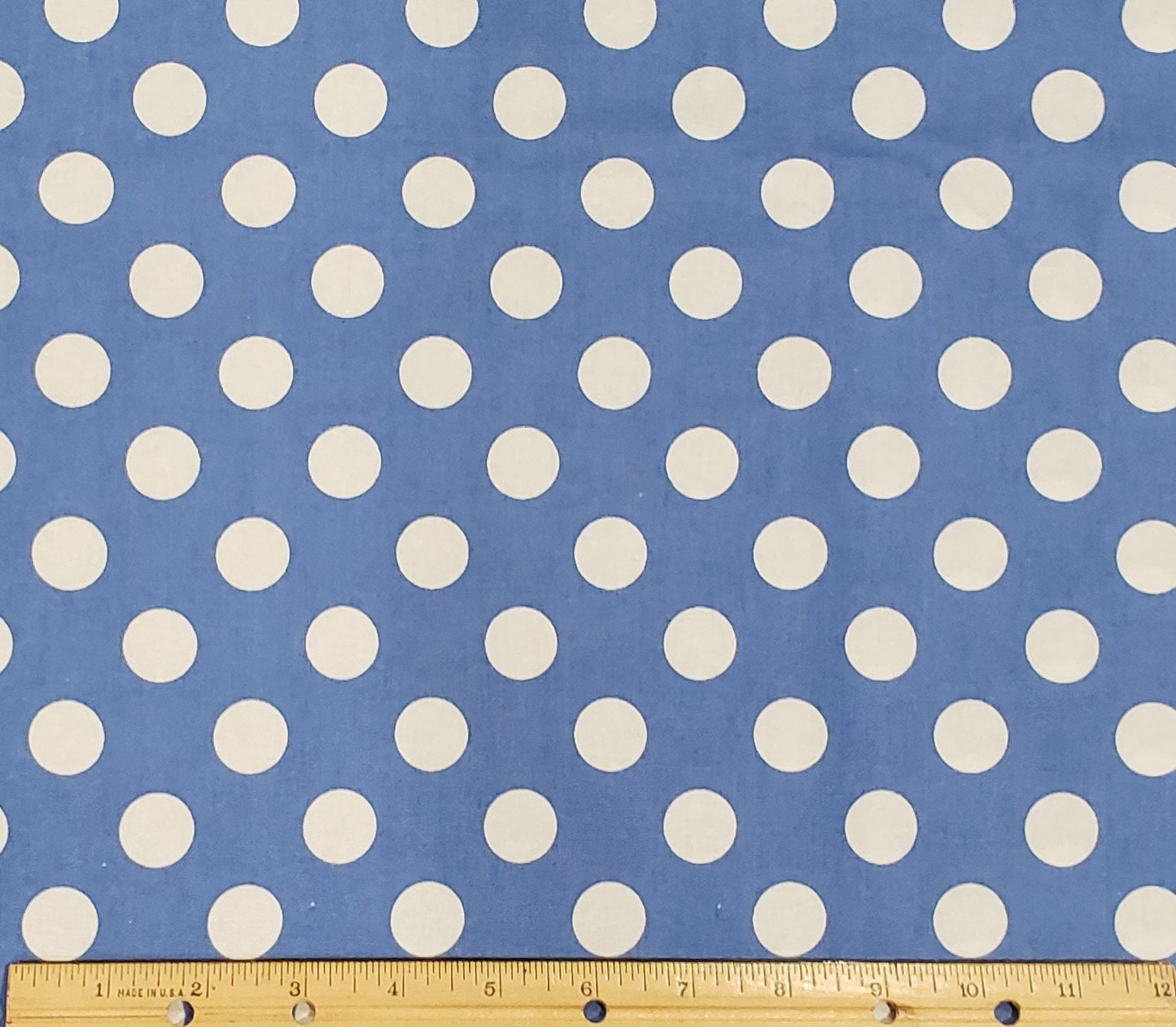 Medium Blue Fabric - White Dots