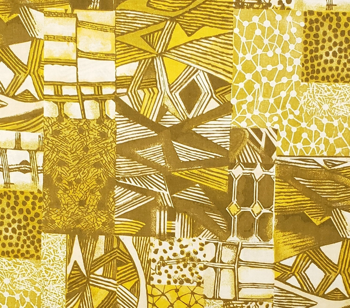 Geometric Print Fabric / Golden Yellow and Chartreuse