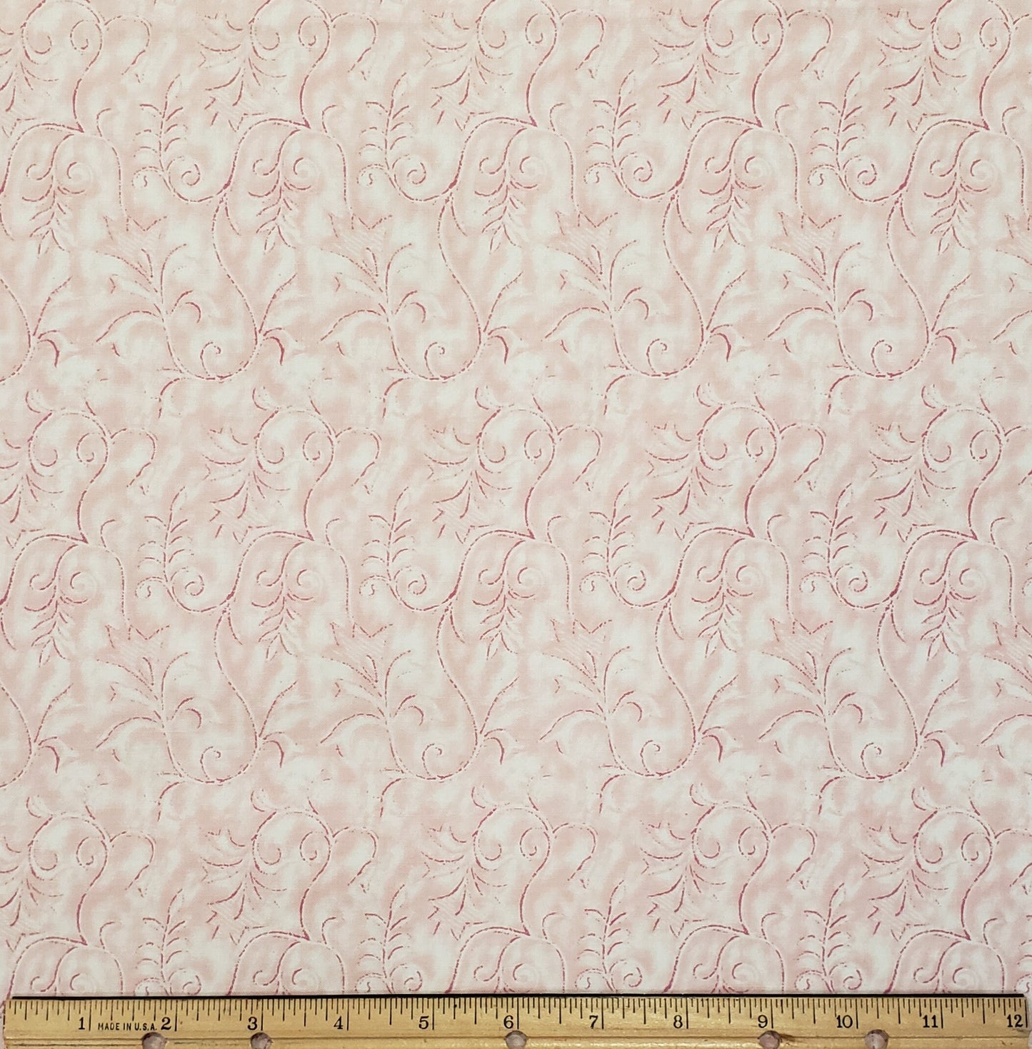 EOB - Daisy Kingdom Embroidered Silk - Soft Pink and White Fabric / Burgundy Outlines