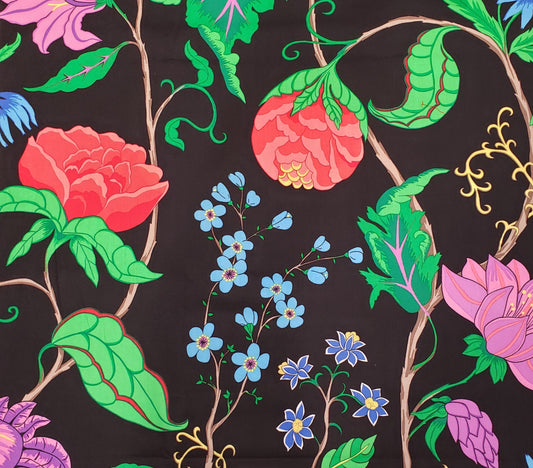 Florentina by Valori Wells by Free Spirit - Black Fabric / Giant Brightly Colored Flowers