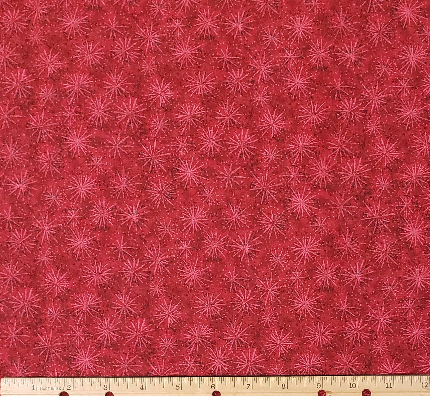 Red Tone-on-Tone Fabric - Fireworks/Starburst Pattern