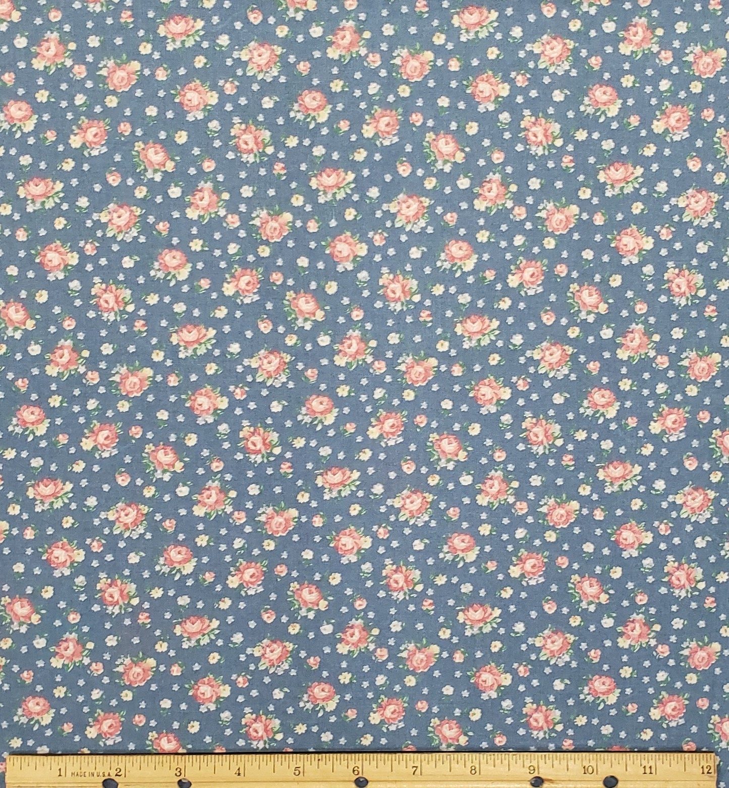 EOB - Peter Pan Fabrics - Medium Blue Fabric / Pink Floral Pattern