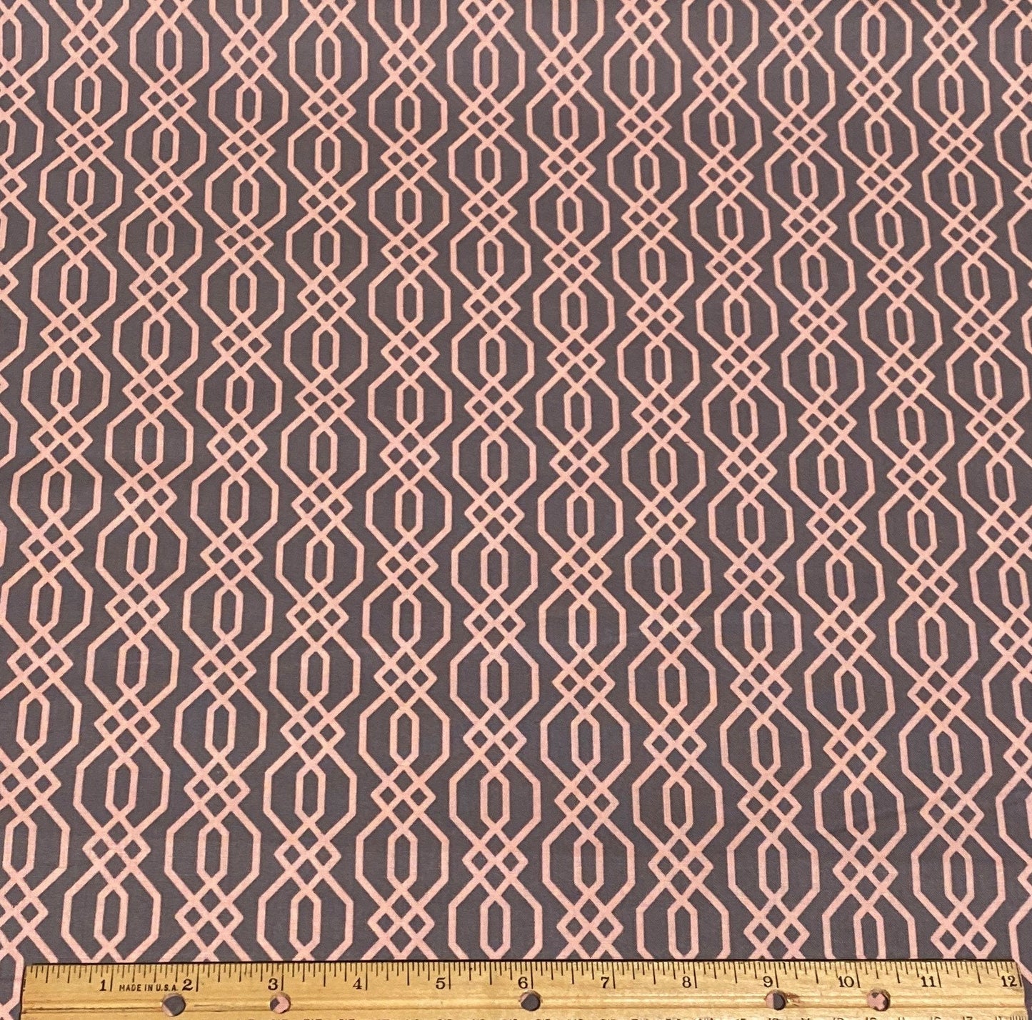 Emma & Mila - ML Fence  678361052374  - Gray Fabric / Pink Lattice Design