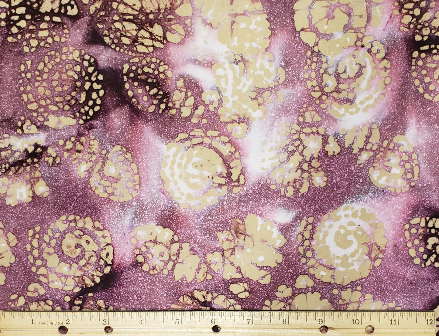 BATIK - Purple / Golden Tan / White Pattern Fabric