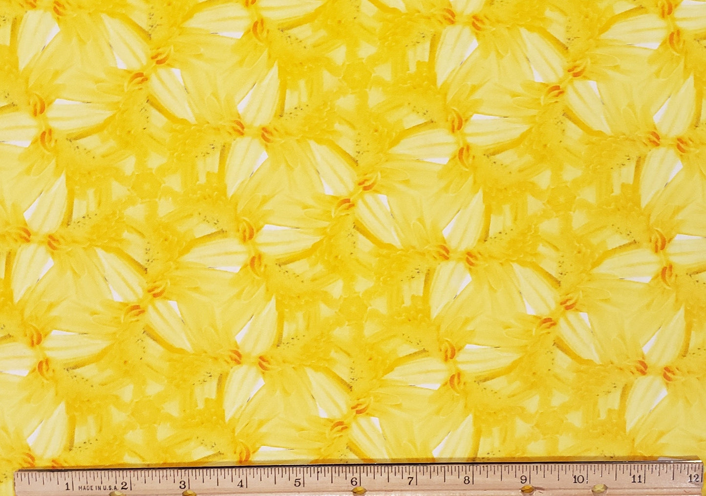 Charles Frean for Marcus Brothers Textiles - Bright Yellow Floral Print Fabric
