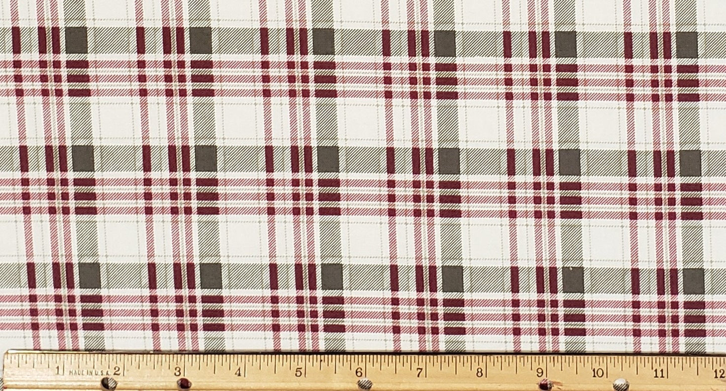 JoAnn Fabric - Made in South Korea - Burgundy and Gray Plaid