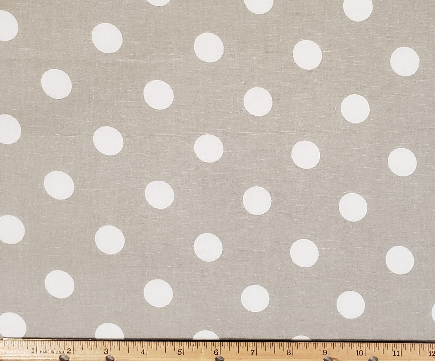 EOB - Keepsake Calico JoAnn Fabric - Gray Fabric with Large White Polka Dots