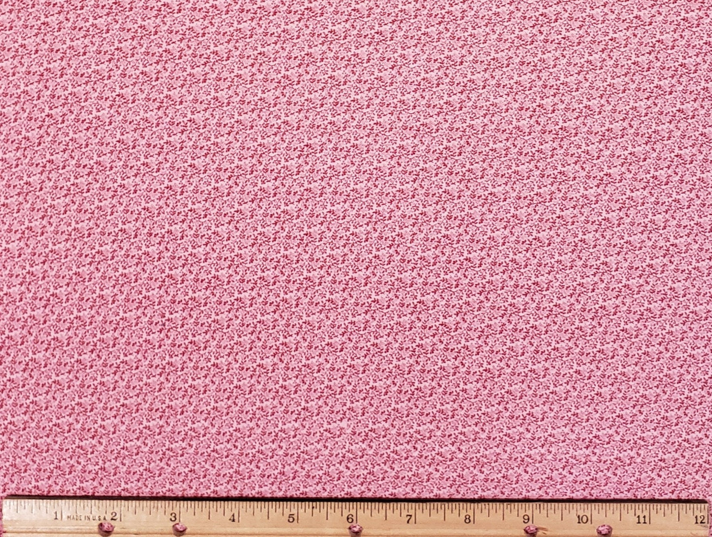 Reproduction-Style Cream Fabric / Small Dark Pink Flowers