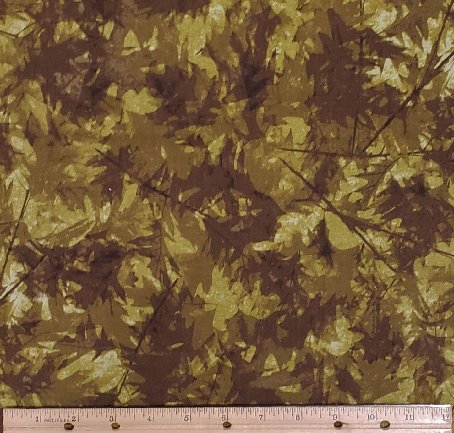 Fall Feast by Beau F Clothworks - Olive Green Fabric / Tone-on-Tone Leaf Print