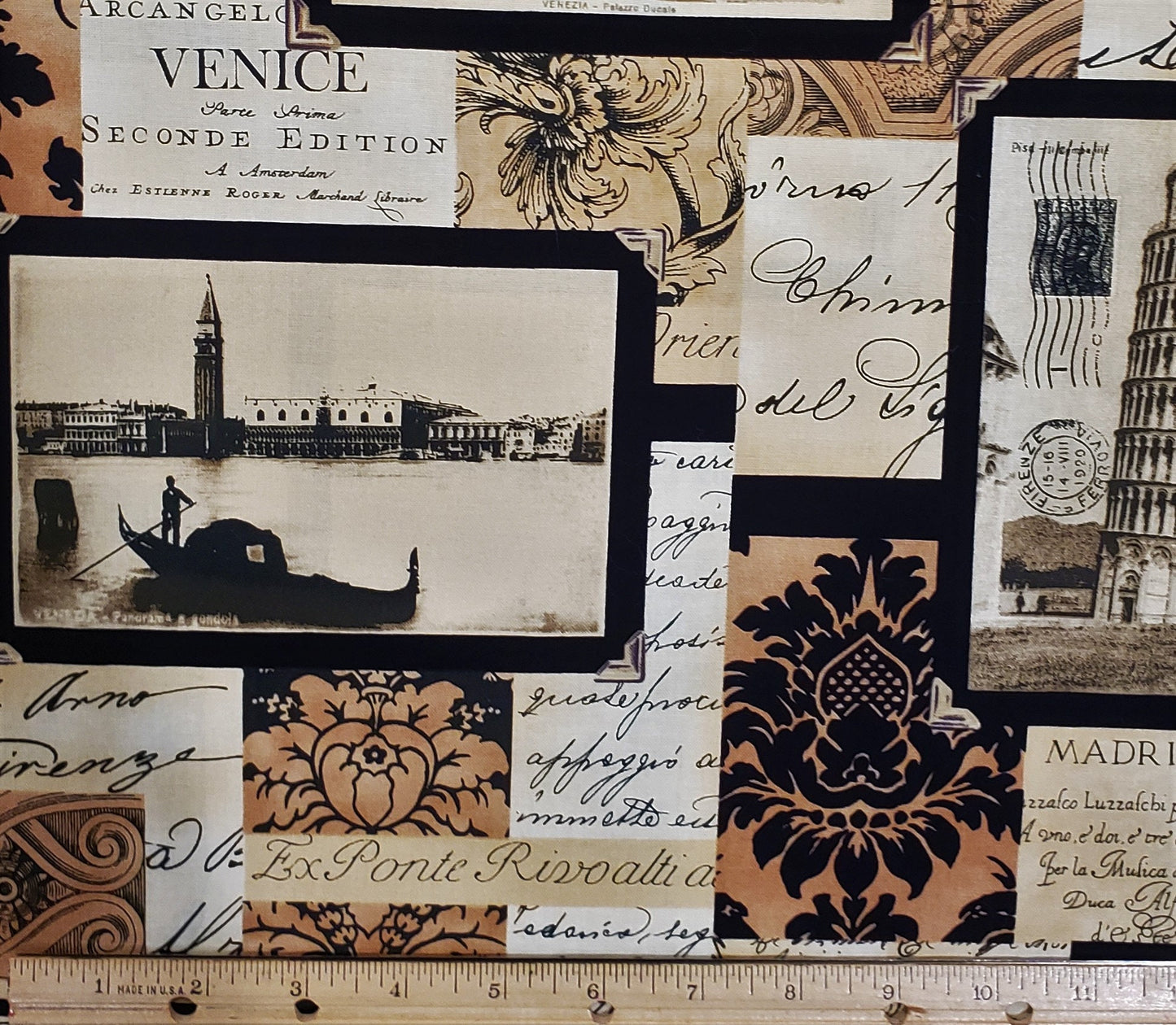 Michael Miller Fabrics D#CX4567 Venice - Venice Vintage Postcards on Patchwork Background