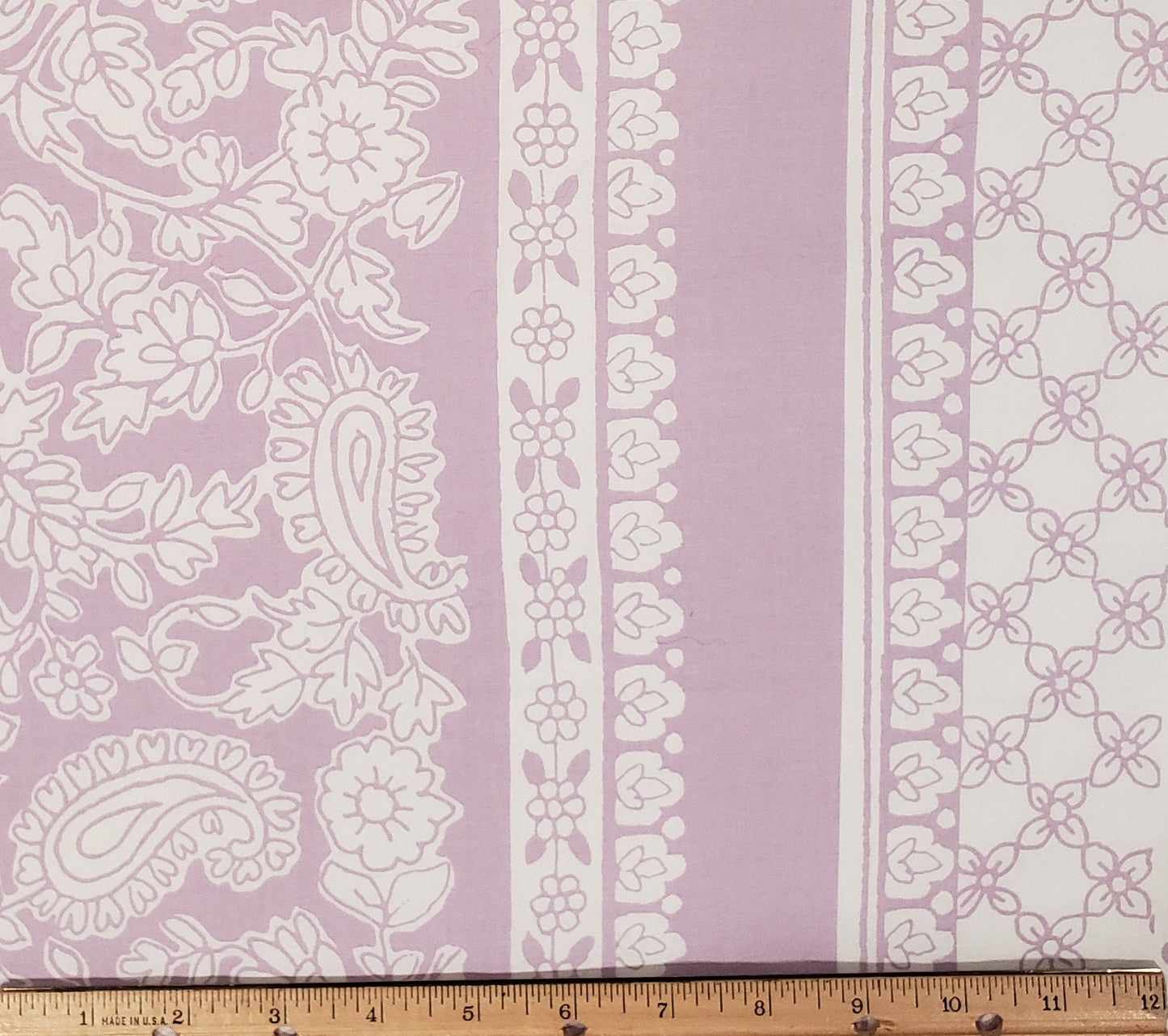 Michael Miller Fabrics Patt# PC6693 Maxine - Pale Purple Paisley Print with Flower Border Print