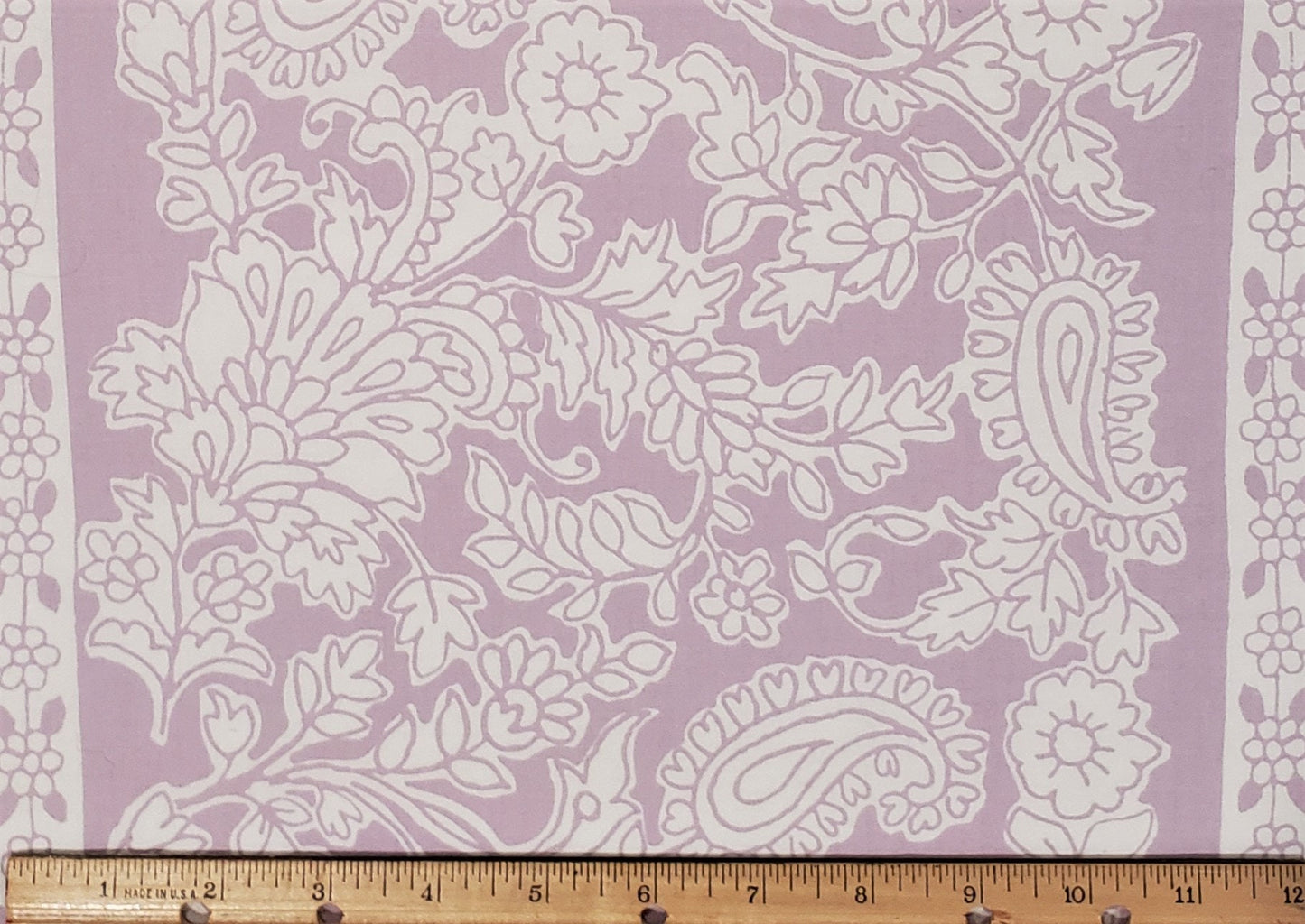 Michael Miller Fabrics Patt# PC6693 Maxine - Pale Purple Paisley Print with Flower Border Print