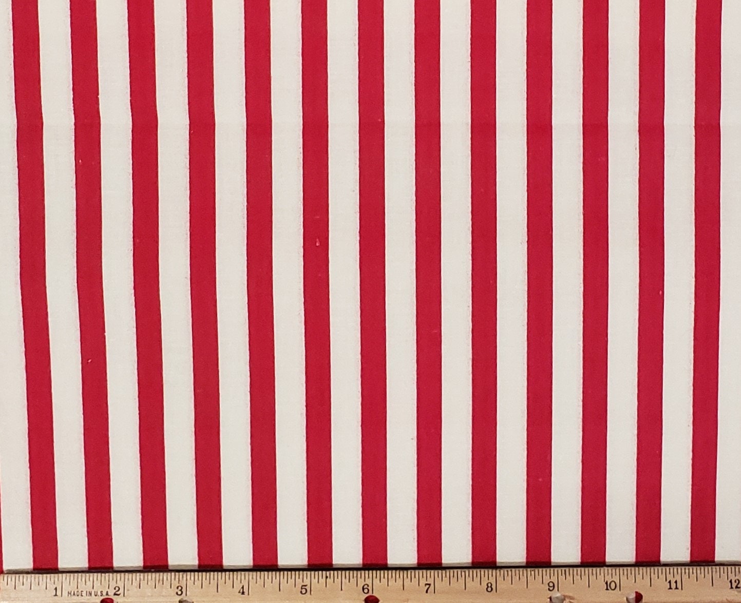 Stripe Fabric - Red and Cream - Selvage to Selvage Print