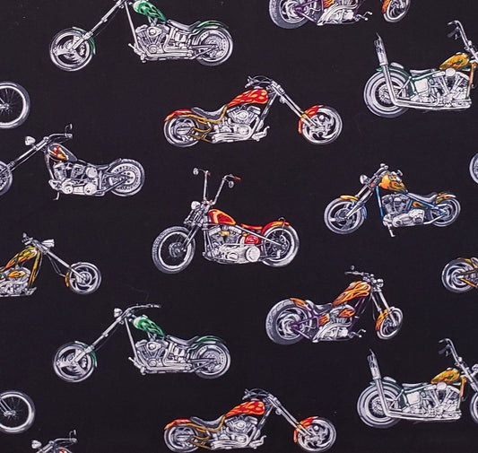 Robert Kaufman Sceen Print D#4822 - Black Fabric / Chopper Print