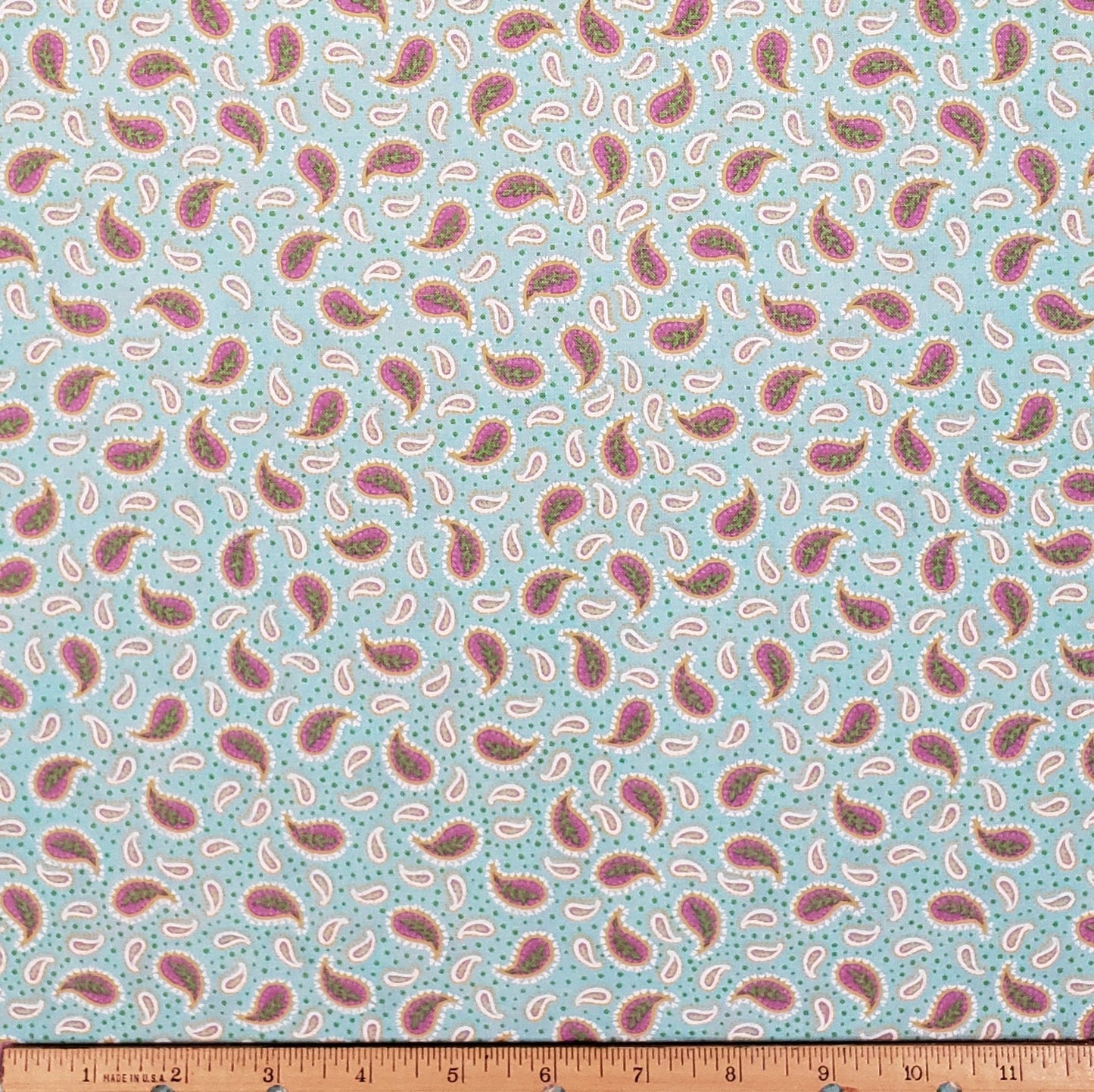 Brother Sister Design Studio 2007 "Happy Tidings" - Light Blue Fabric / Bright Green Dots and Lavender Paisley Print Fabric