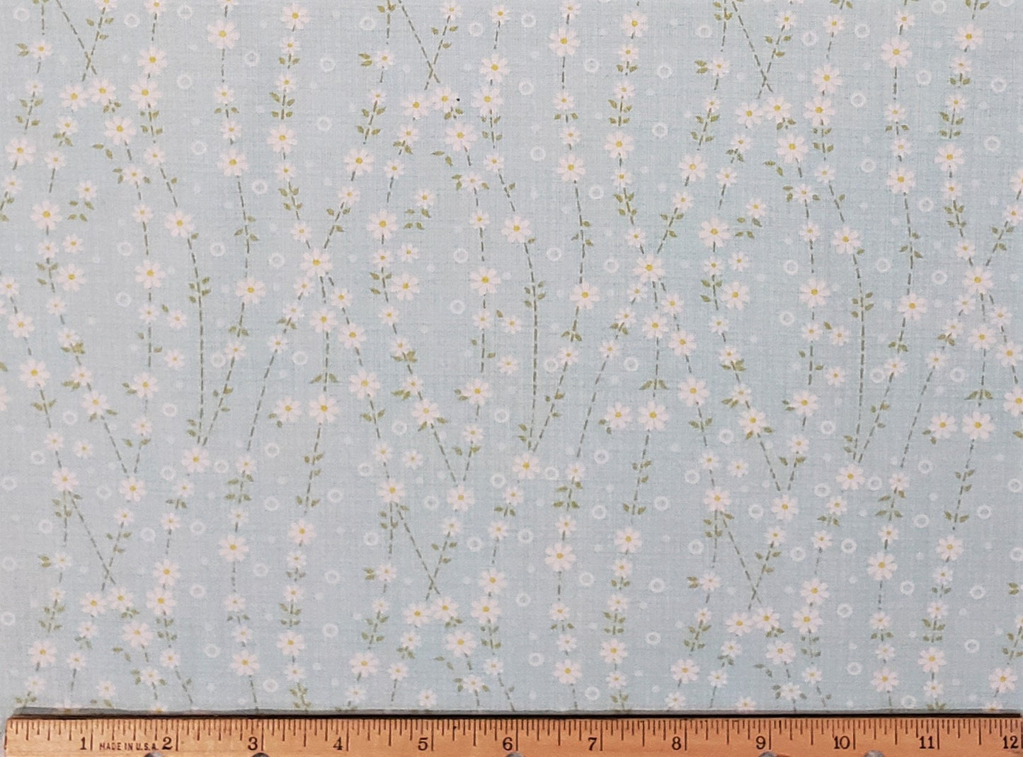 Light Blue Fabric - Daisy-Chain Print - Selvage to Selvage Print