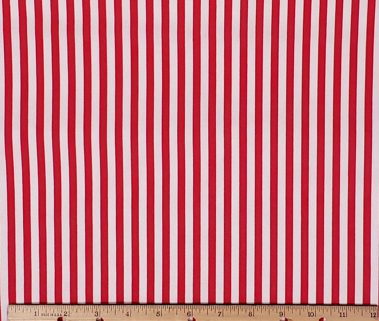 Stripe Fabric - Red and White - Selvage to Selvage Print