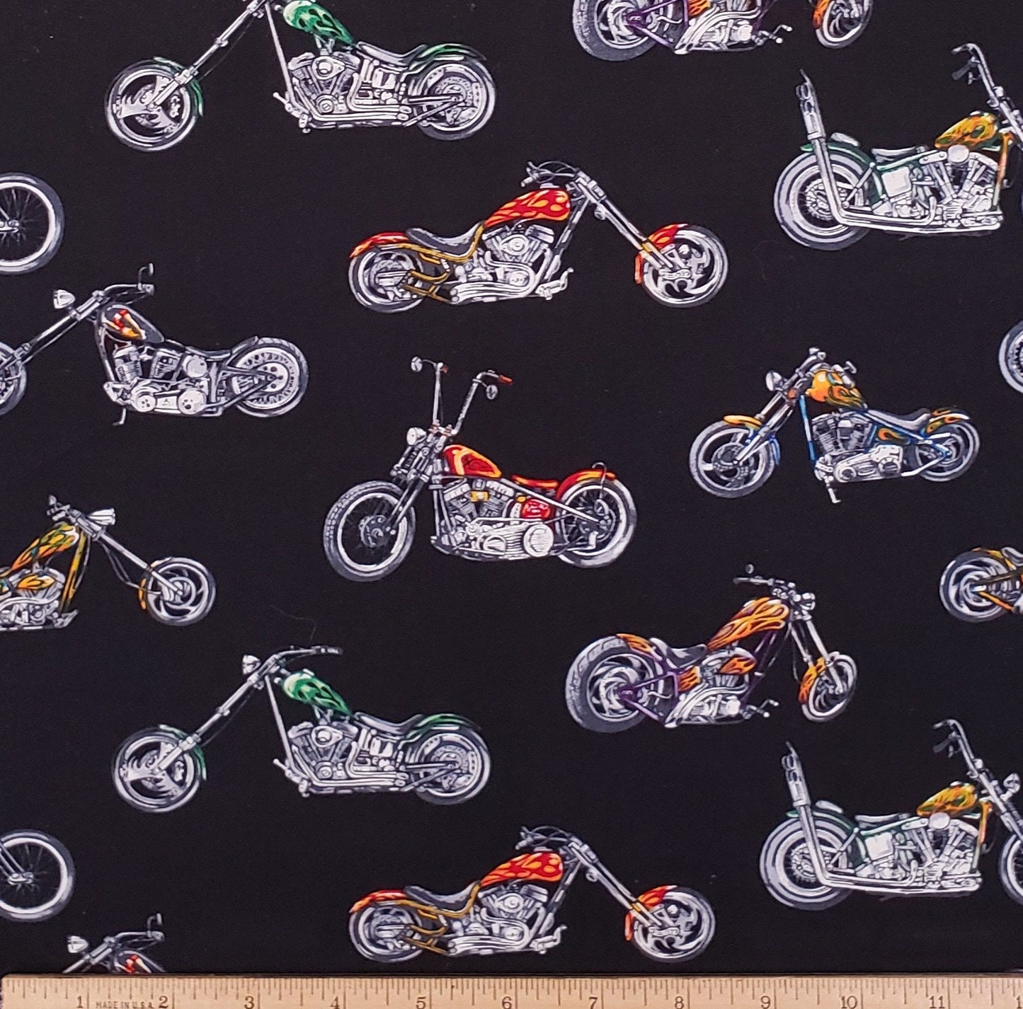 Robert Kaufman Sceen Print D#4822 - Black Fabric / Chopper Print