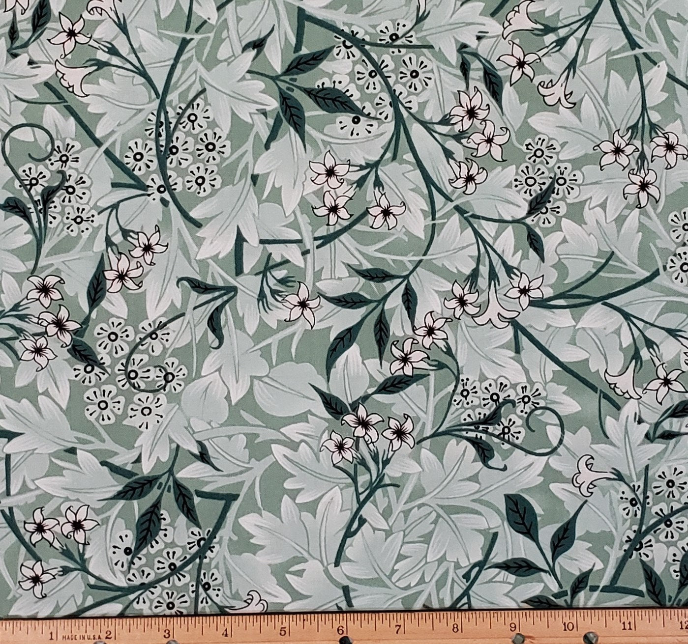 Timeless Treasures Fabrics Pattern# WILD-C5207 - Aqua and Teal Floral Leaf Pattern Fabric