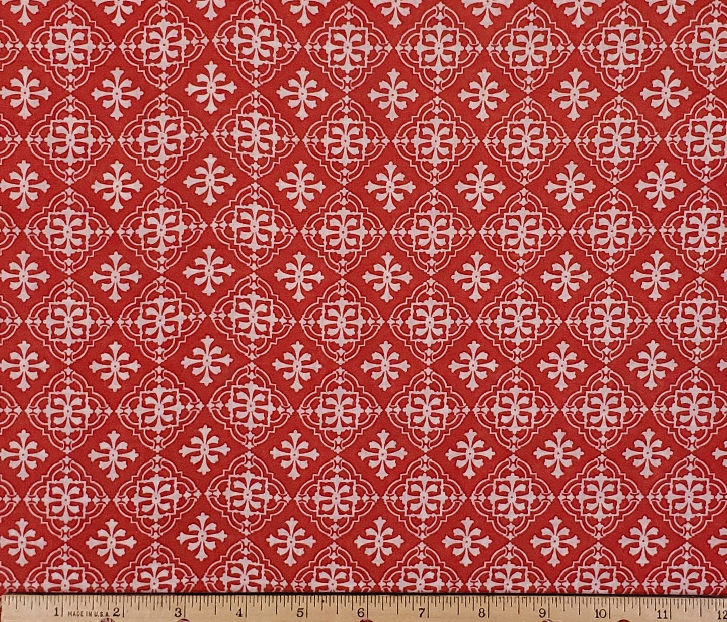 David Textiles, Inc. 2010 DeVa Design, Inc. by Debra Valencia - Vintage-Style LIGHTWEIGHT Red Fabric / White Print