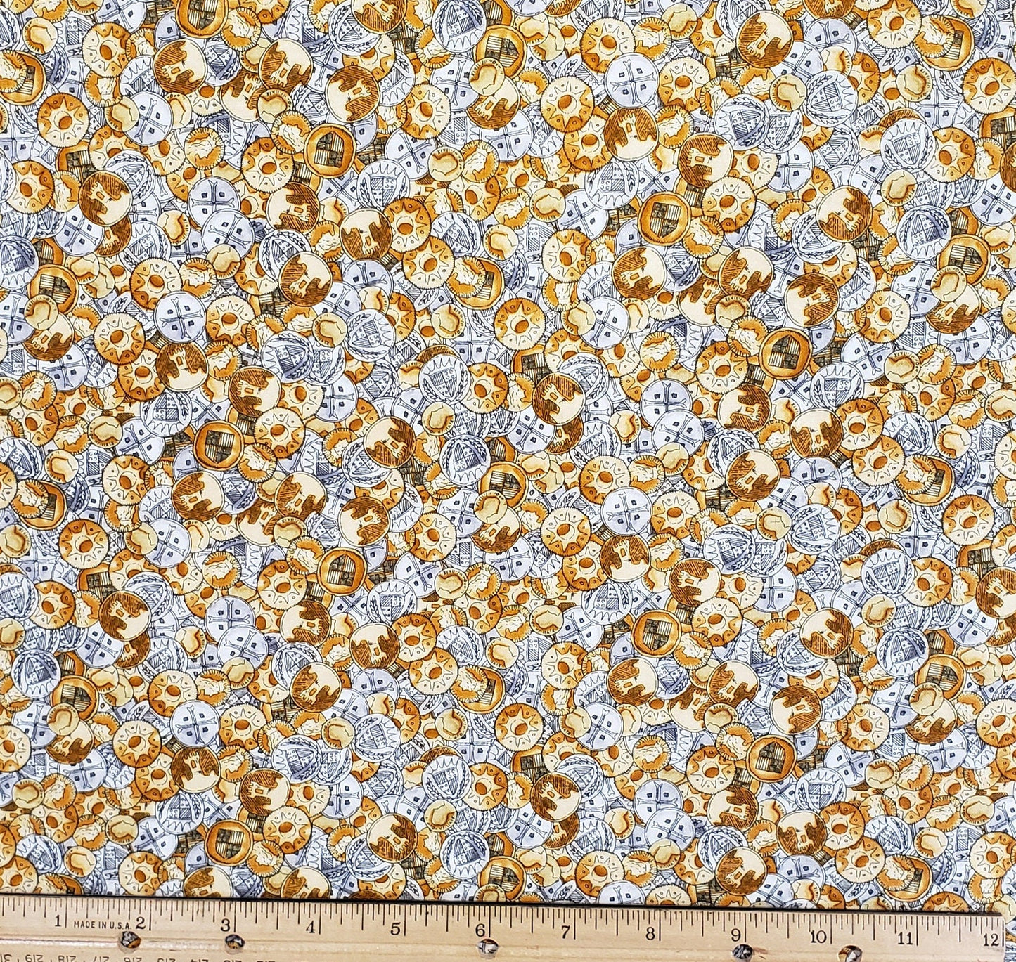 Patrick Lose for Timeless Treasures Fabrics 2007 - Gold and Silver Buttons Fabric