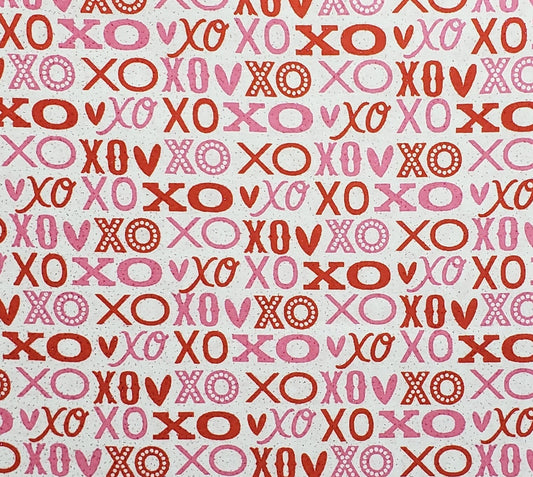 JoAnn Fabric - Red and Pink XO Heart Print Fabric / Allover Red Glitter