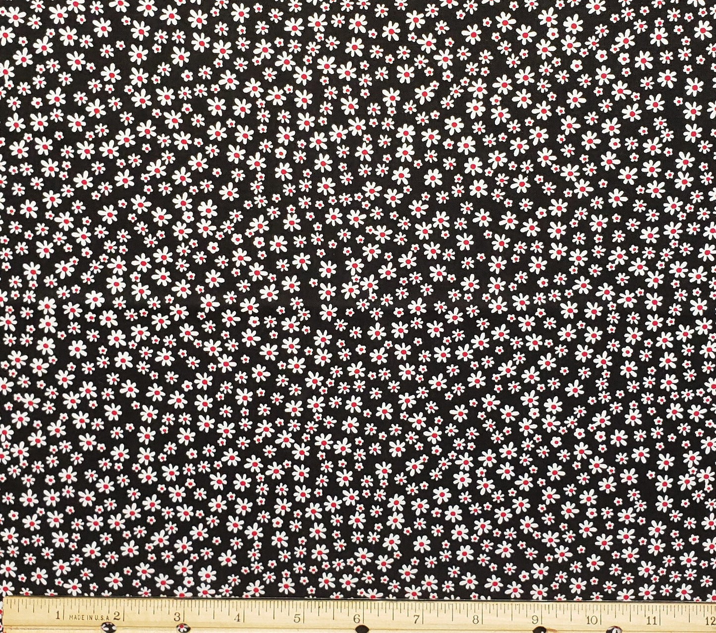 JoAnn Fabric - Black Fabric / White Flowers with Red Centers