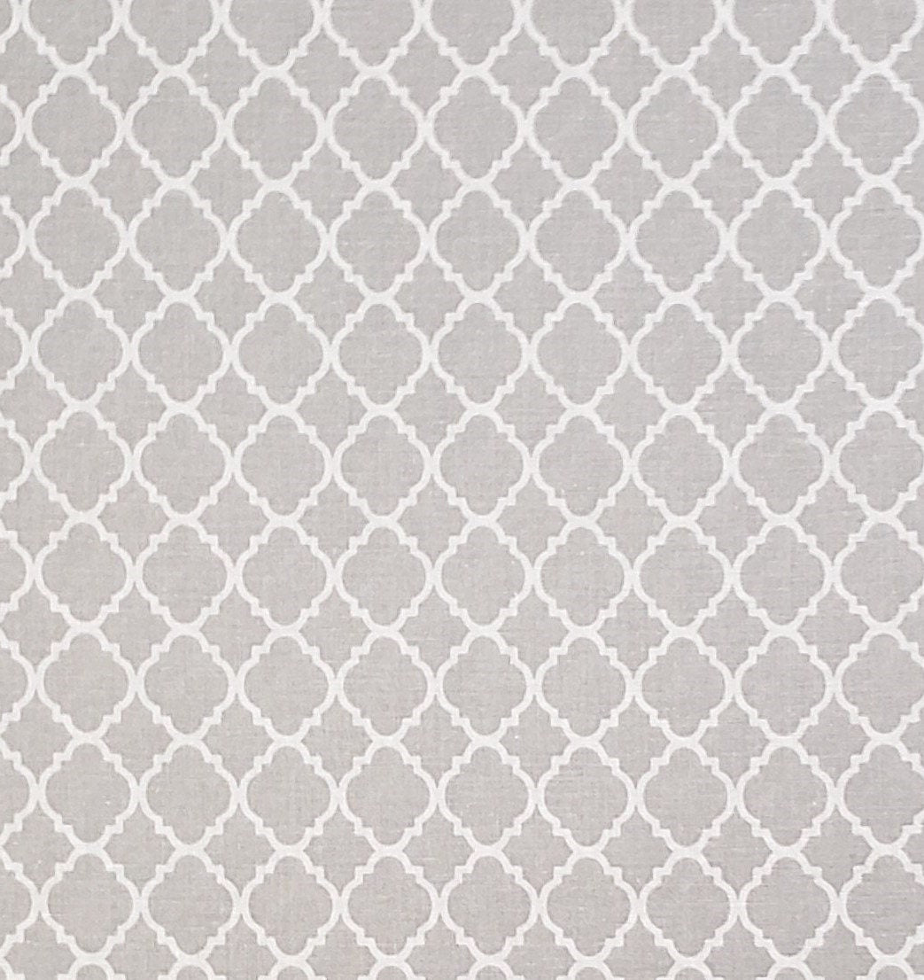 Light Gray Fabric / White Lattice Print