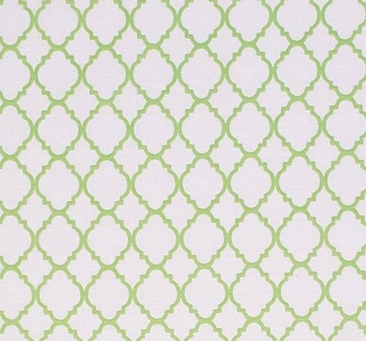 White Fabric - Lime Green Lattice Pattern