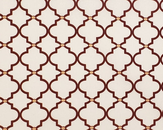 Cream Fabric / Maroon Print / Copper Metallic Accents