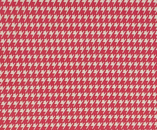 Bright Pink and White Herringbone Print Fabric