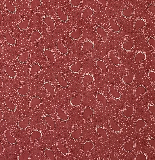 Fabric - Light Maroon Fabric / White Dots / Paisley Pattern Outline