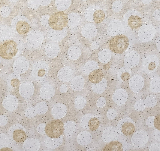 Keepsake Calico by Jo-Ann Fabrics - Tan Fabric with Gold and White Spots with Metallic Gold Glitter