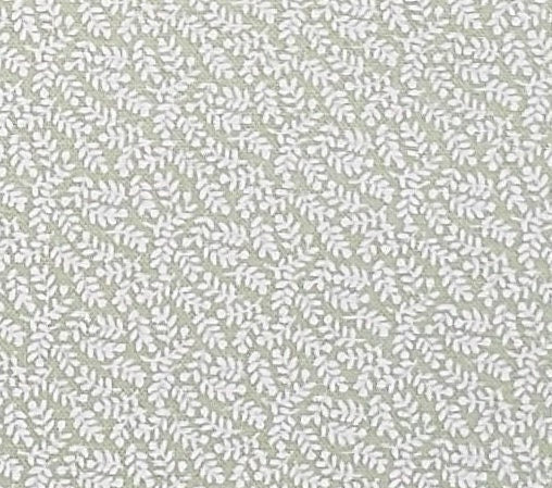 Pale Green Fabric with Tiny White Vine Pattern