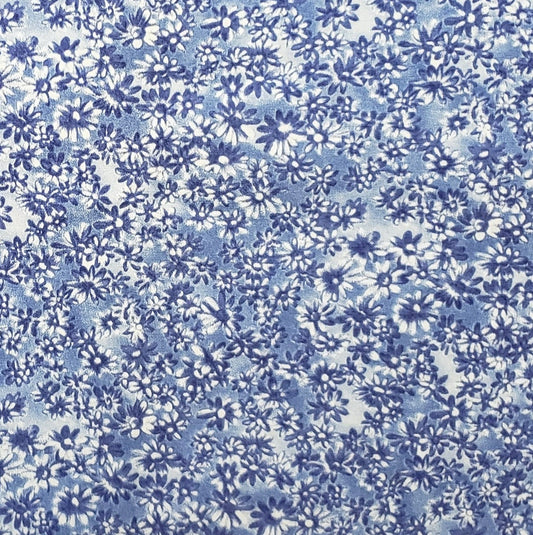 2004 Blank Textiles, Inc. - Mottled Blue Fabric with Darker Blue Floral Print