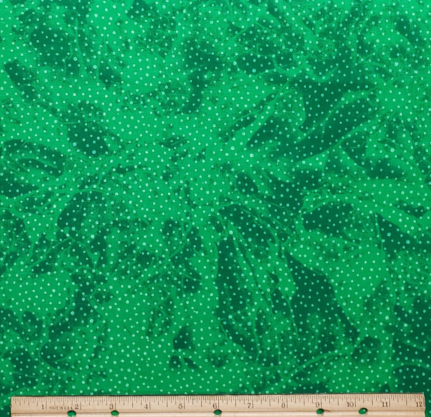 Green Tone-on-Tone Fabric with Light Green Spots