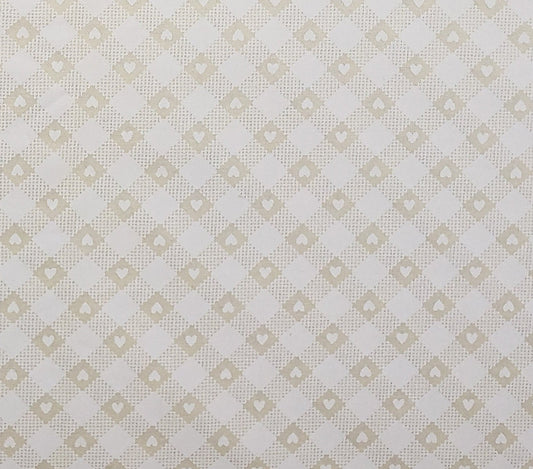 Fabric Traditions 1993 - Cream Fabric with Darker "Gingham" Pattern with White Hearts