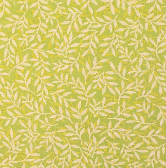 Designed and Produced Exclusively for JoAnn Fabric and Craft Stores - Bright Lime Green Fabric with Green and White Leaf Print