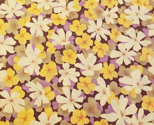 JoAnn Stores - Plum Fabric with Yellow, Gold and Tan Floral Print