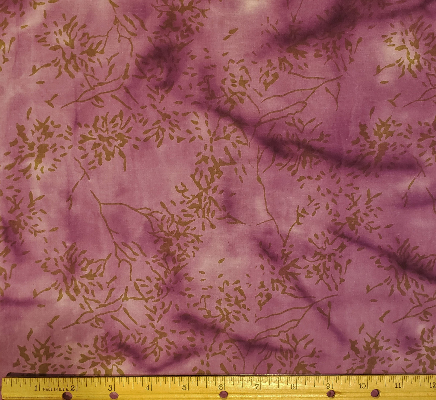 BATIK - Shades of Purple Fabric with Olive Green Print