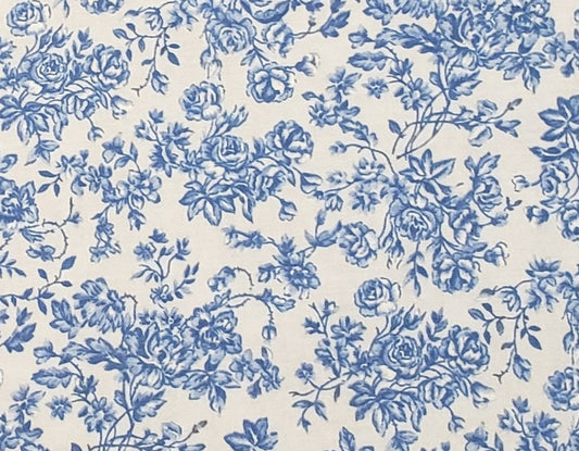 Color My World by Fabri-Quilt, Inc. Patt #939 - Light Blue Fabric with Dark Blue Rose Clusters