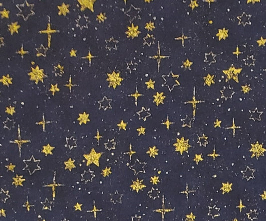 EOB - Jo-Ann's R.E.D. International Textiles - Dark Blue Fabric with Metallic Gold Stars