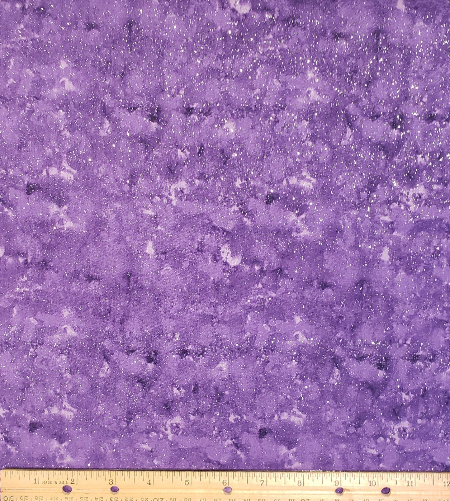 Keepsake Calico Designed and Produced Exclusively for JoAnn Fabric and Craft Stores - Mottled Purple Fabric with Silver Glitter