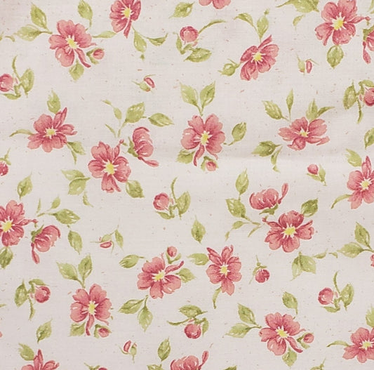 Karen Jarrar for Marcus Brothers Textiles - Pale Pink Fabric with Dark Pink Flower Print