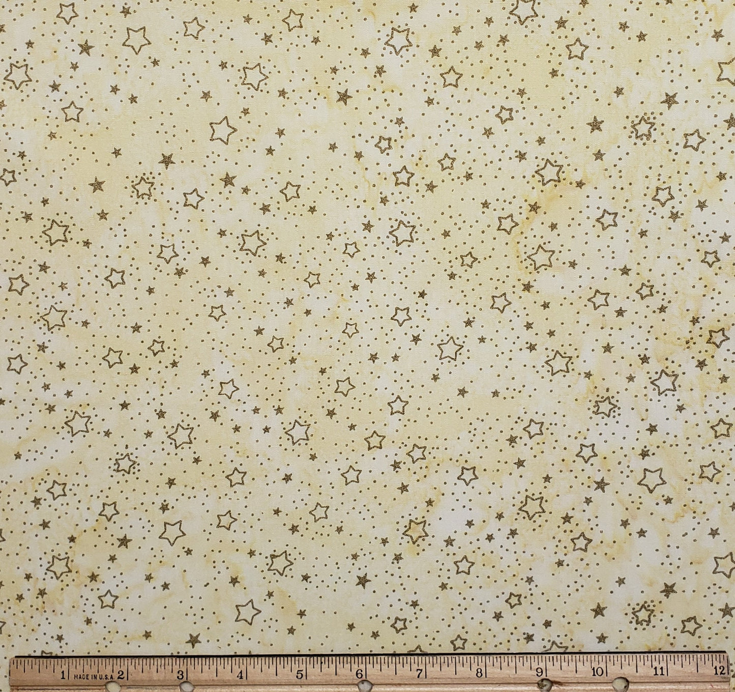 BATIK - Butterscoth Fabric with Metallic Gold Stars and Dots