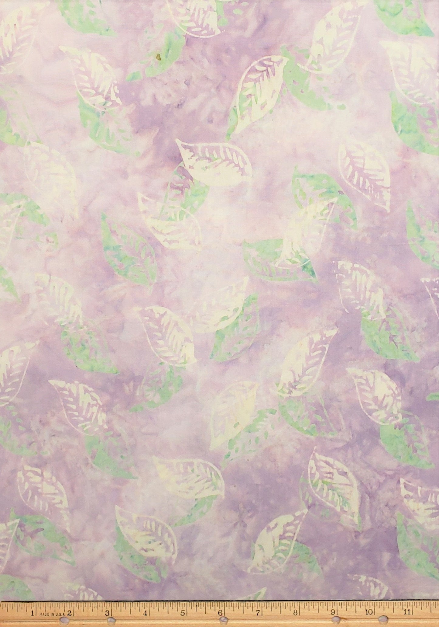 BATIK - Pale Lavender with Green and White Leaf Print