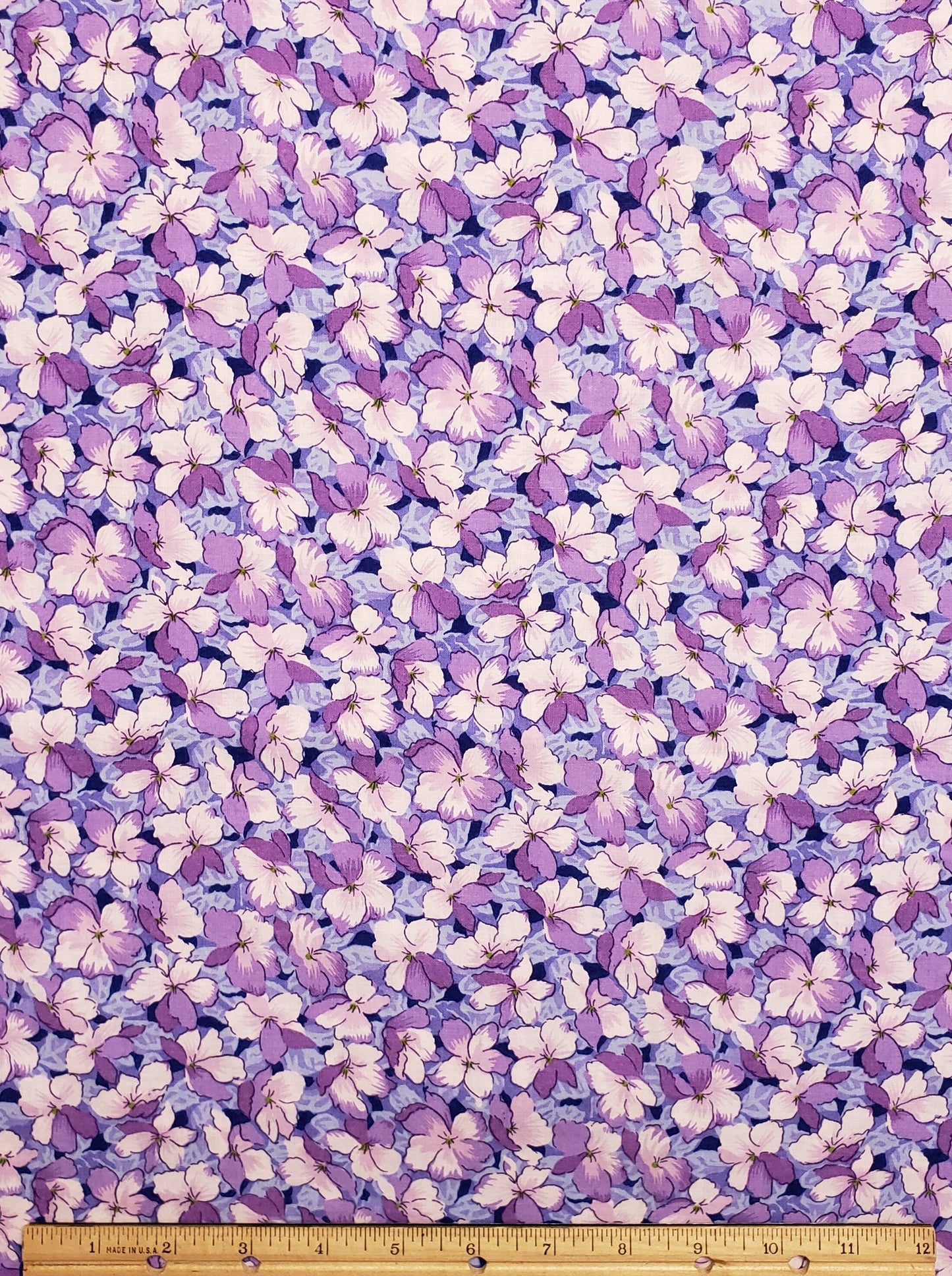 Floral Print Fabric in Tones of Purple and Lavender