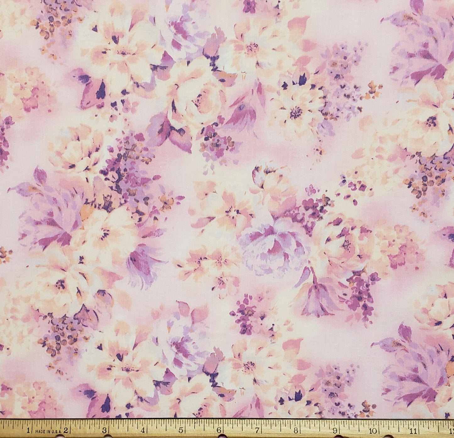 Classic Cottons 2001 - Pale Pink Fabric with Purple, Coral and Pink Floral Print