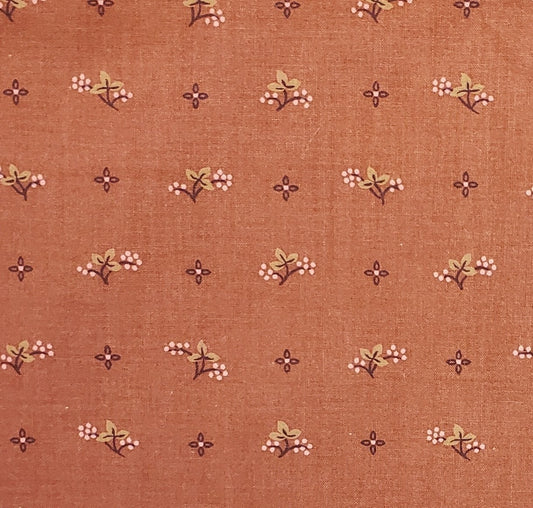 Exclusively for Jo Ann Stores - Rust Fabric with Pink Berry, Green Leaf and Brown Design